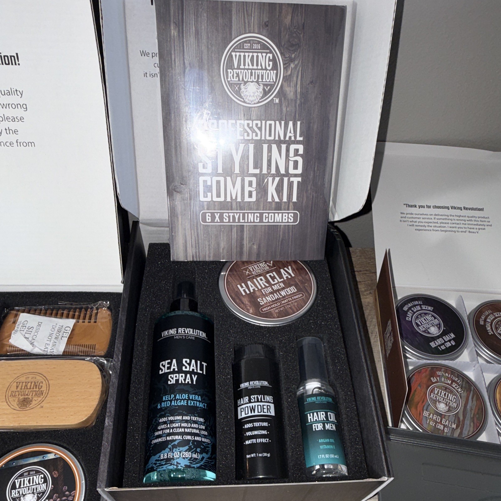 4 Viking Revolution Ultimate Beard Care Kits Balm Oil Brush Comb Scissors