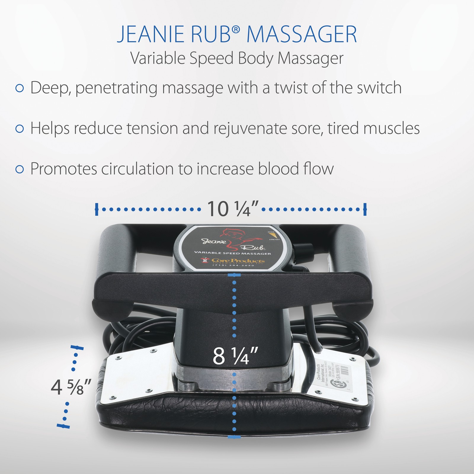 Core Products Jeanie Rub Massager Deluxe Package – Variable Speed Electric