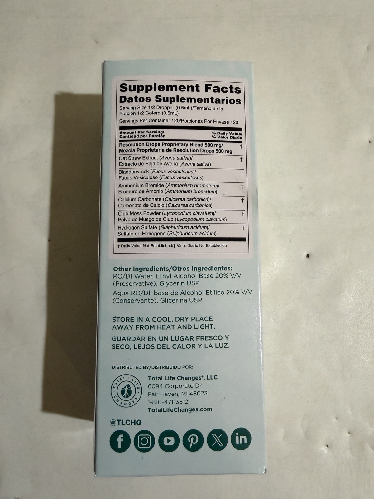 Total Life Changes Resolution Drops Weight Loss Supplement 2 fl oz Oat Straw