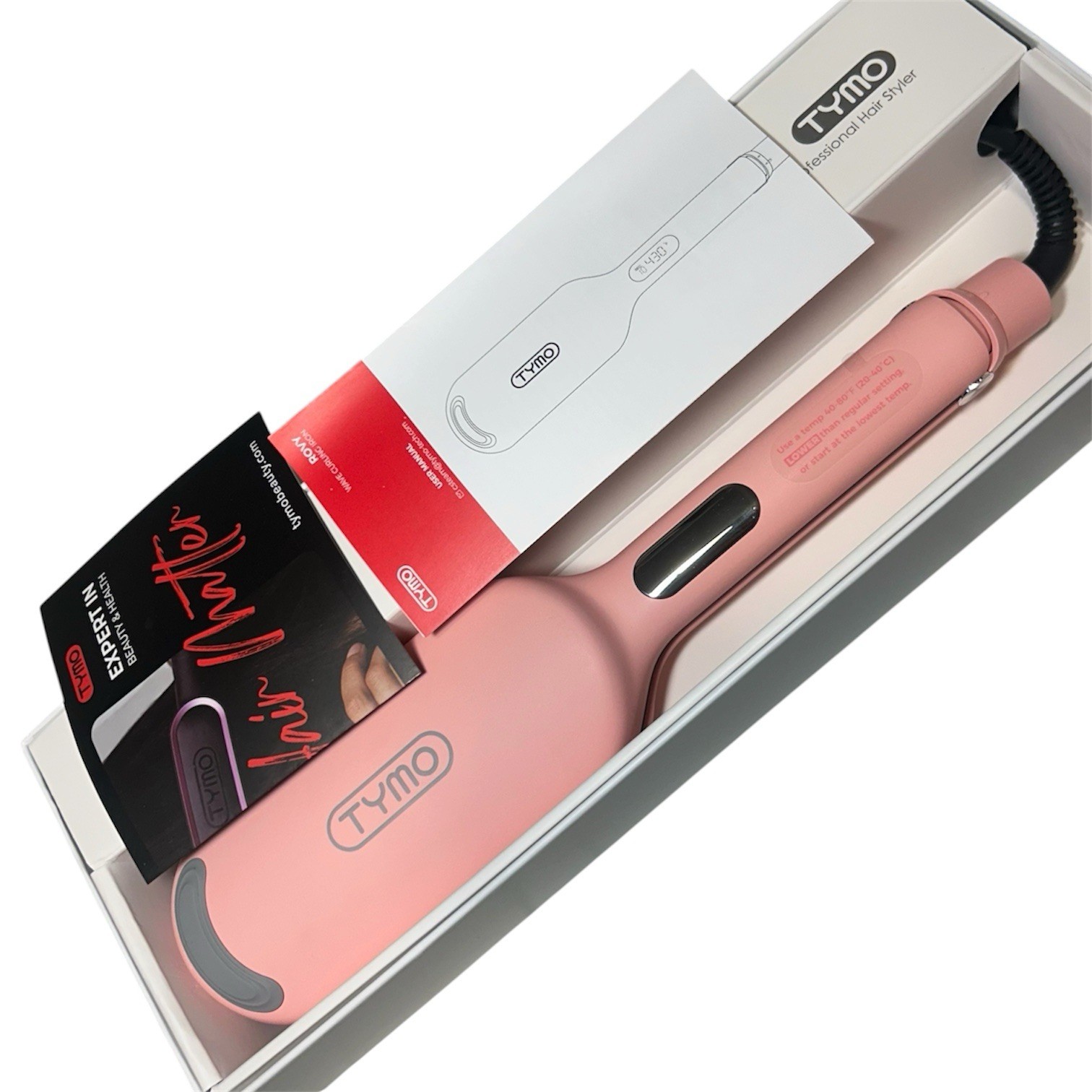 TYMO ROVY Wave Curling Iron Ceramic Pink Full Size Ionic 1.25inch – New Open Box