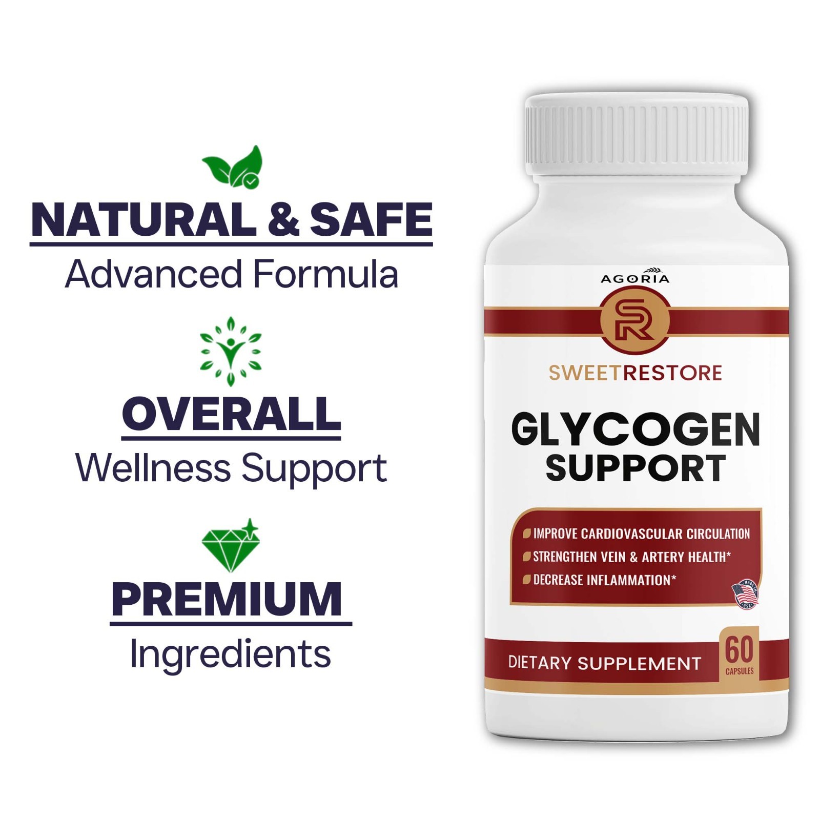 (4 PACK) Sweet Restore Glycogen Support Capsules, Joint Support (240 Capsules)