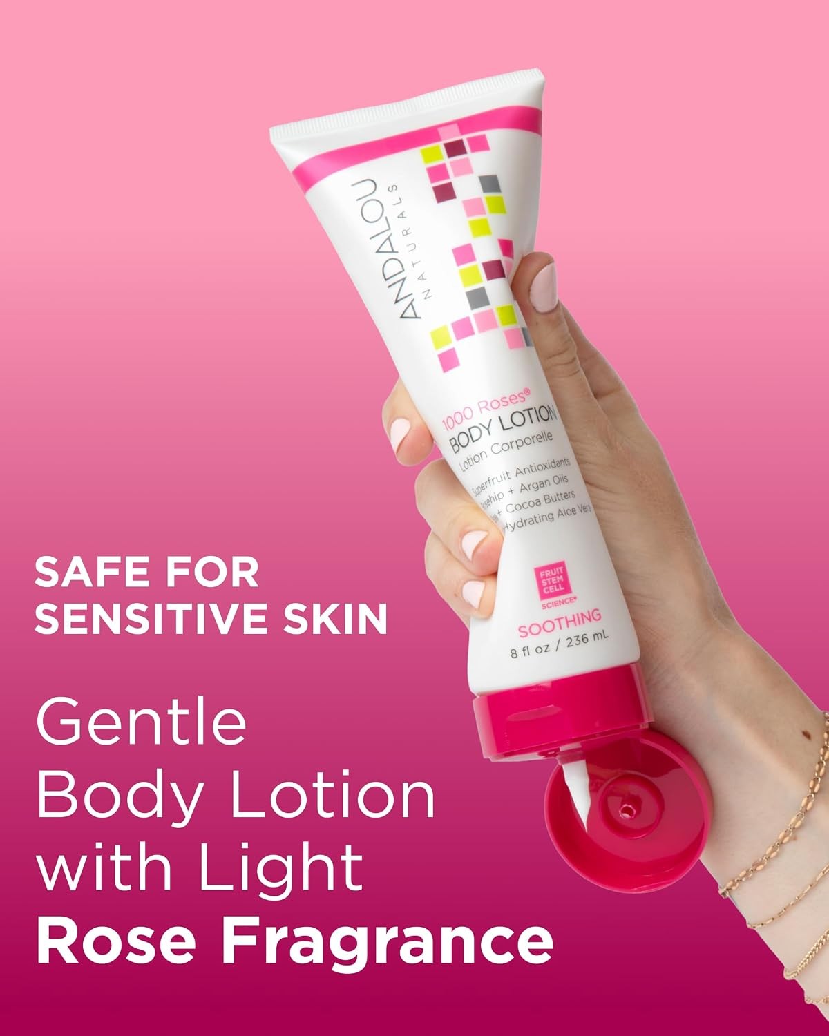 Andalou Naturals 1000 Roses Soothing Body Lotion – Improve Skin Moisture with Sh