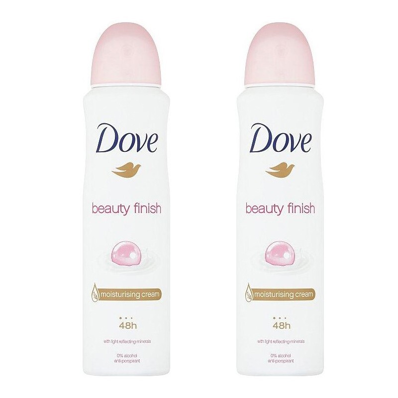 2 x Dove Beauty Finish Antiperspirant Deodorant Spray, 150ml/5.07 oz.