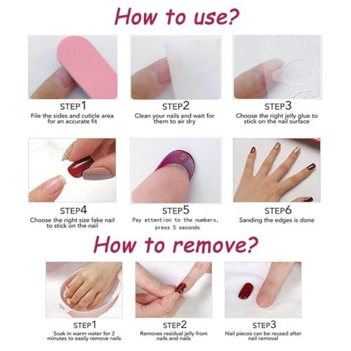 French Tips Press on Nails Medium Almond Fake Nails with 5D Flower Color30