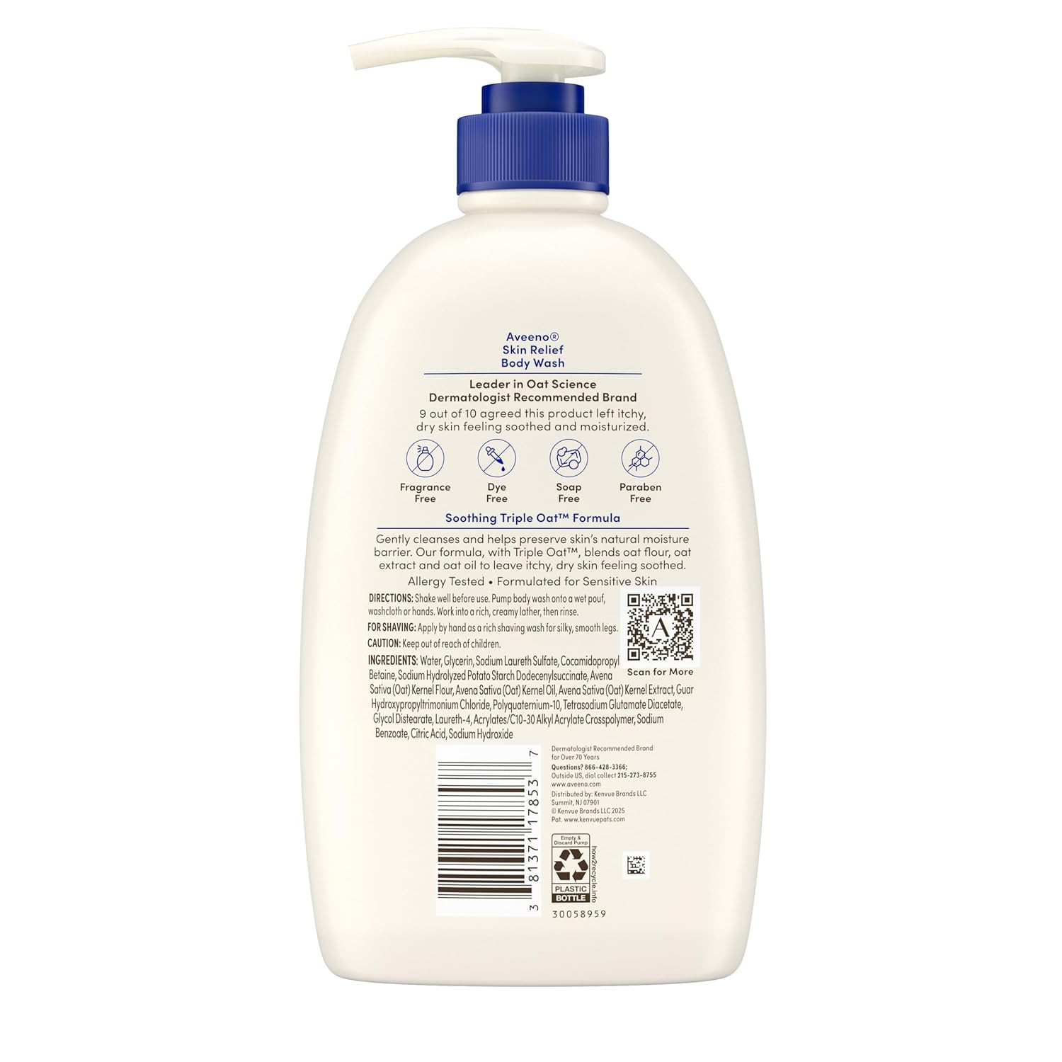Aveeno Skin Relief Fragrance-Free Body Wash with Triple Oat® Complex, Gentle Dai