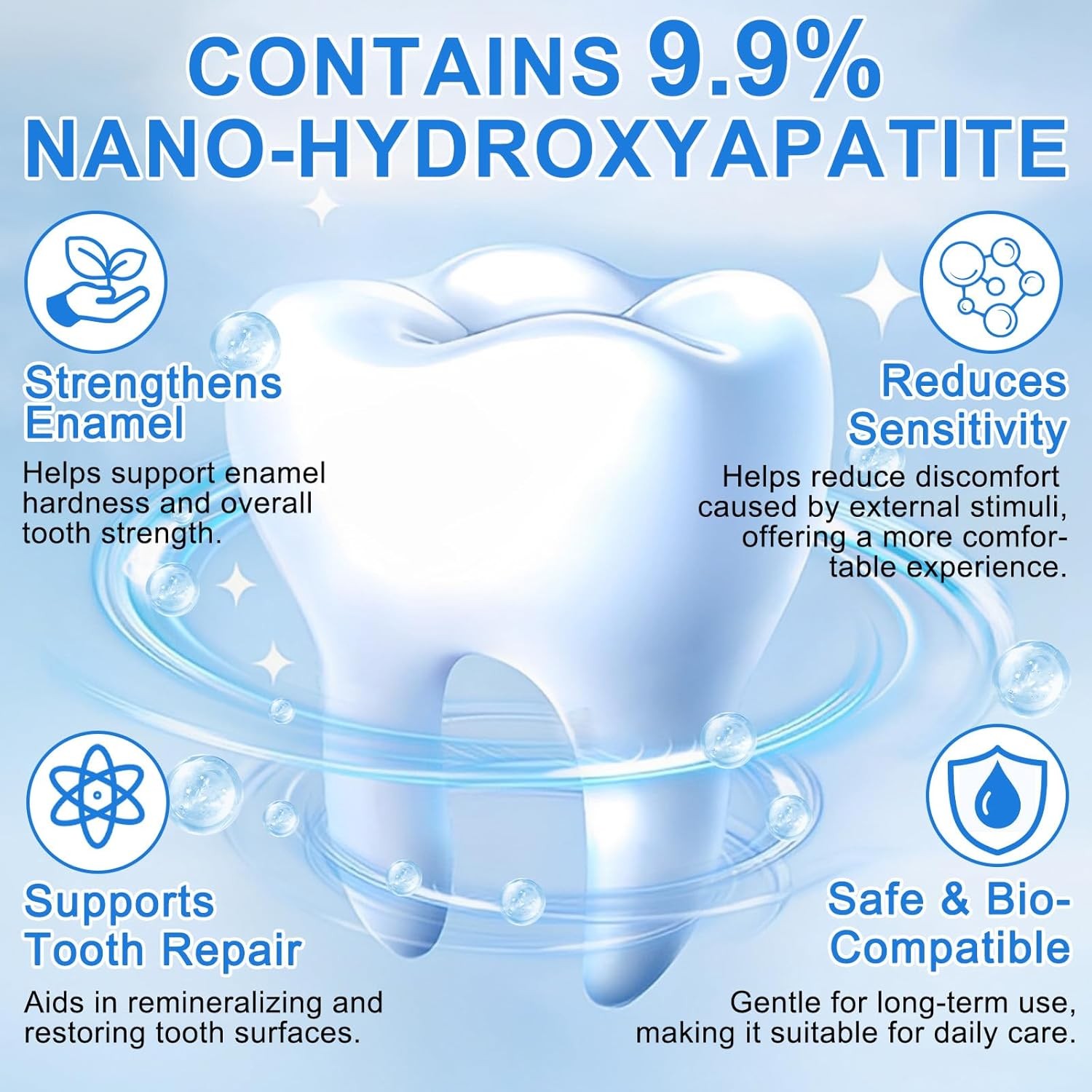 9.9% Hydroxyapatite Toothpaste 2-Pack Enamel Protection Fresh Breath 8.46oz Safe