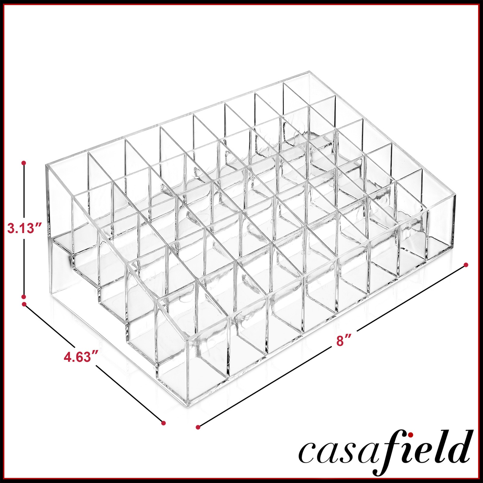 Acrylic Lipstick Organizer Stand – 40 Slot Cosmetic Display Makeup Case – Clear