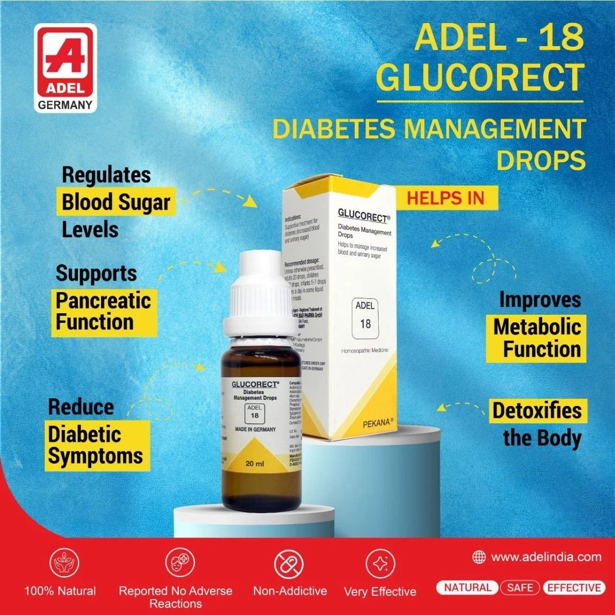 ADEL 18 Glucorect Drops 20ml (Pekana Germany) – Pack of 6 – Free Shipping