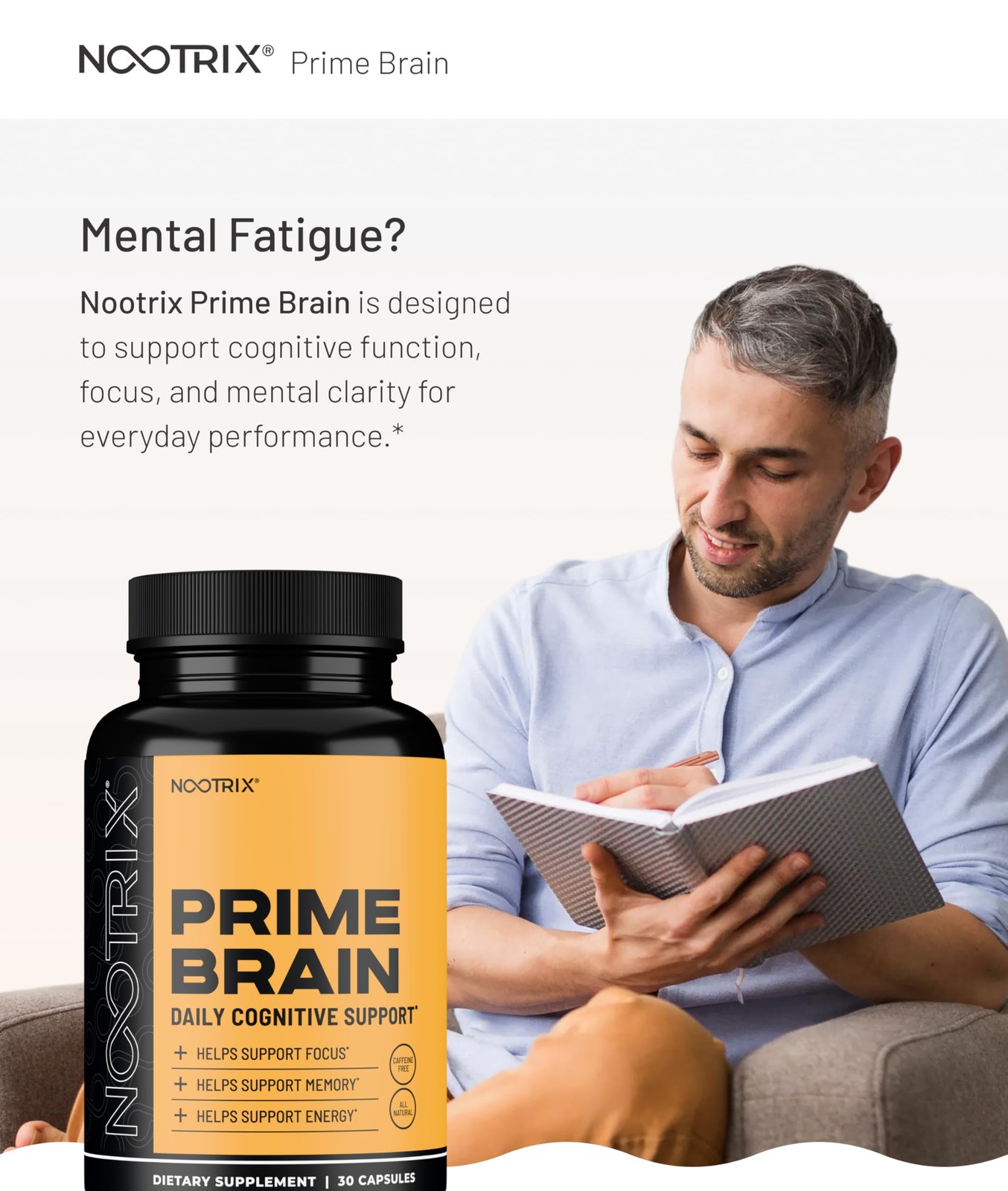 Nootrix Prime Brain Nootropic Supplement | 30 Day Supply 30 Count (Pack of 2)