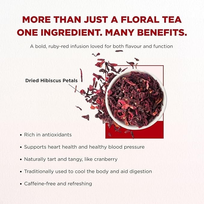 Organic Hibiscus Flowers C/S 100% Pure, Non-GMO Hibiscus Sabdariffa, Vibrant 50g