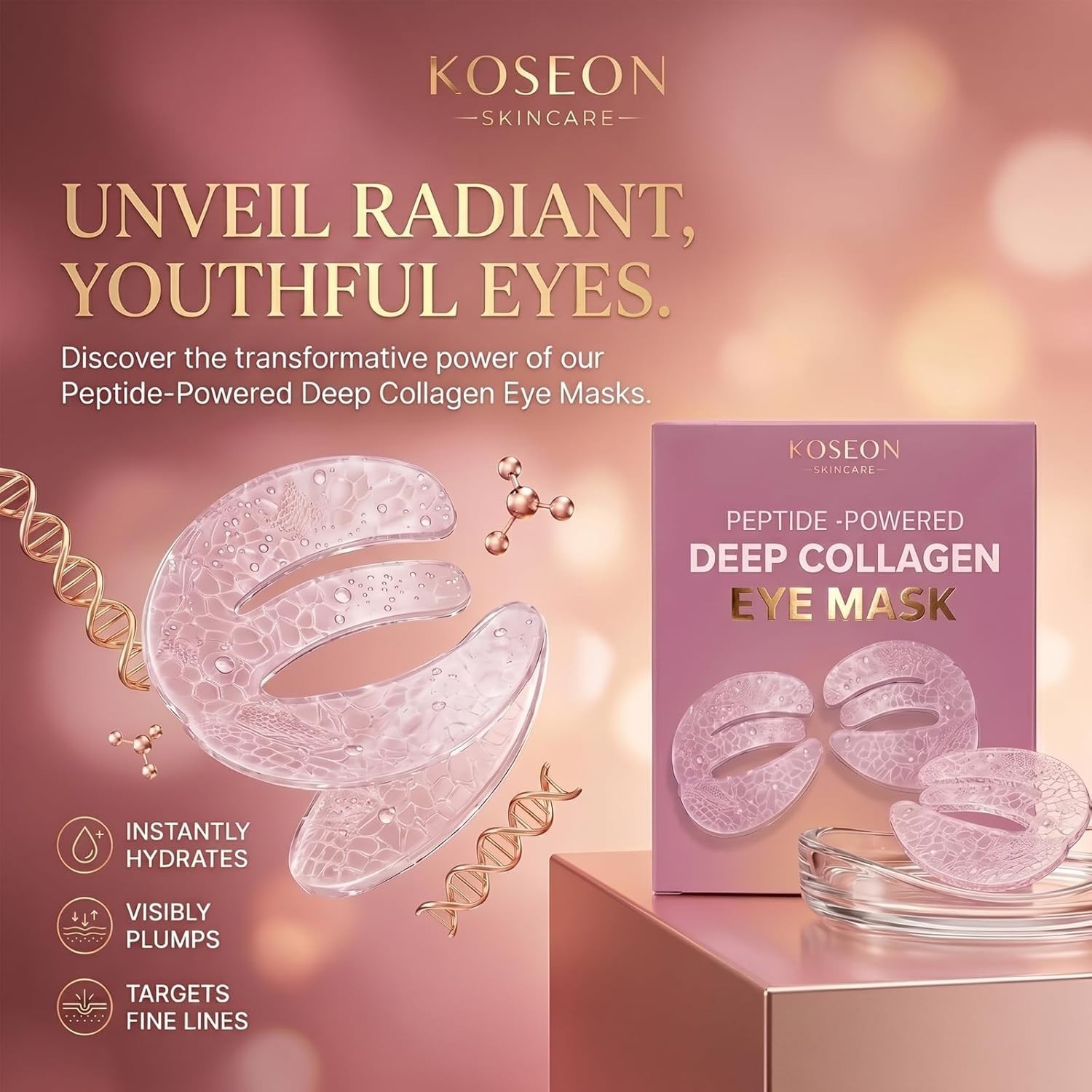 Koseon Collagen Eye Mask – Peptide Powered Deep Hydrating Anti-Aging Eye Patches