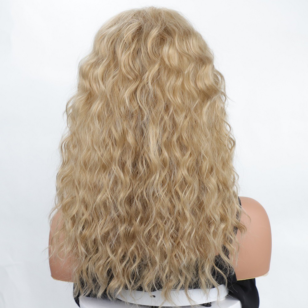 European Style Long Water Wave Wig for Women Heat Resistant Synthetic Fiber