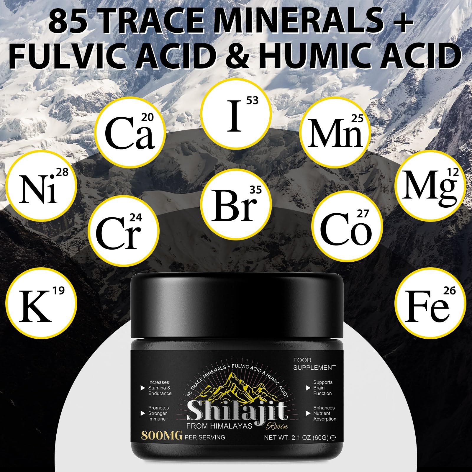 Shilajit Pure Himalayan Organic Resin – 800MG 2.1 Fl Oz (Pack of 1)