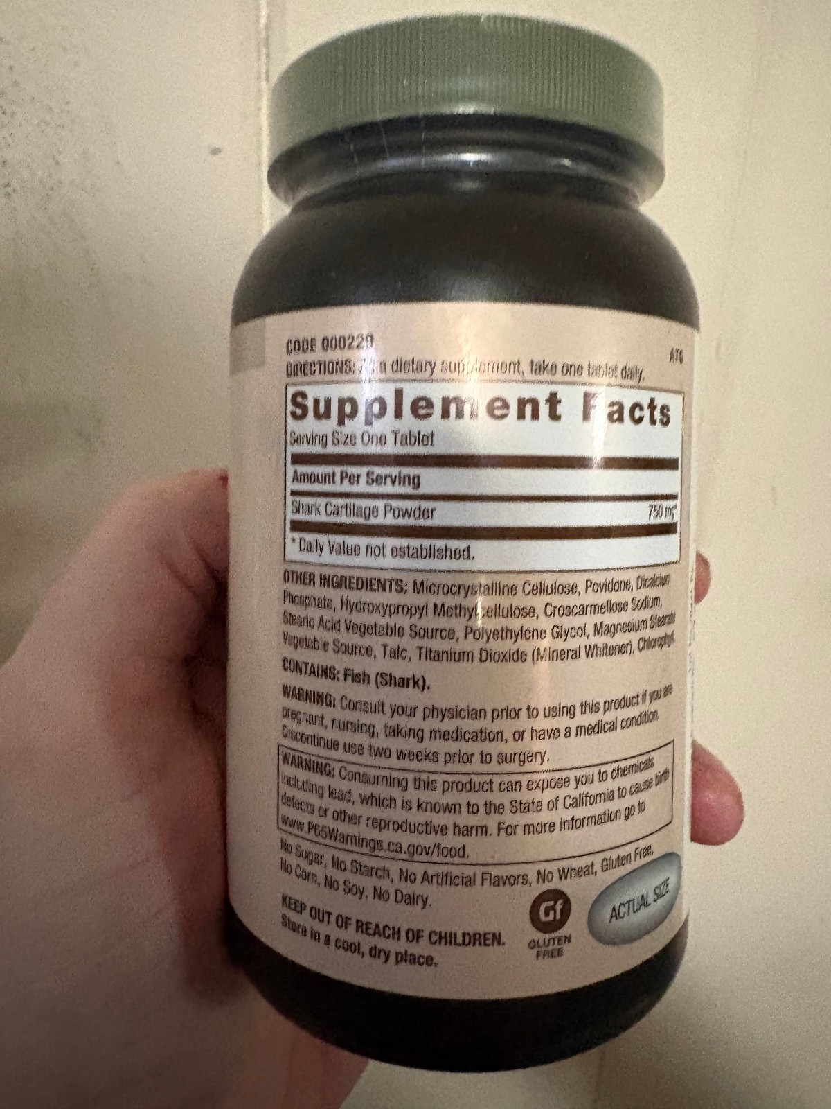 GNC Shark Cartilage 750 Mg 180 Tablets