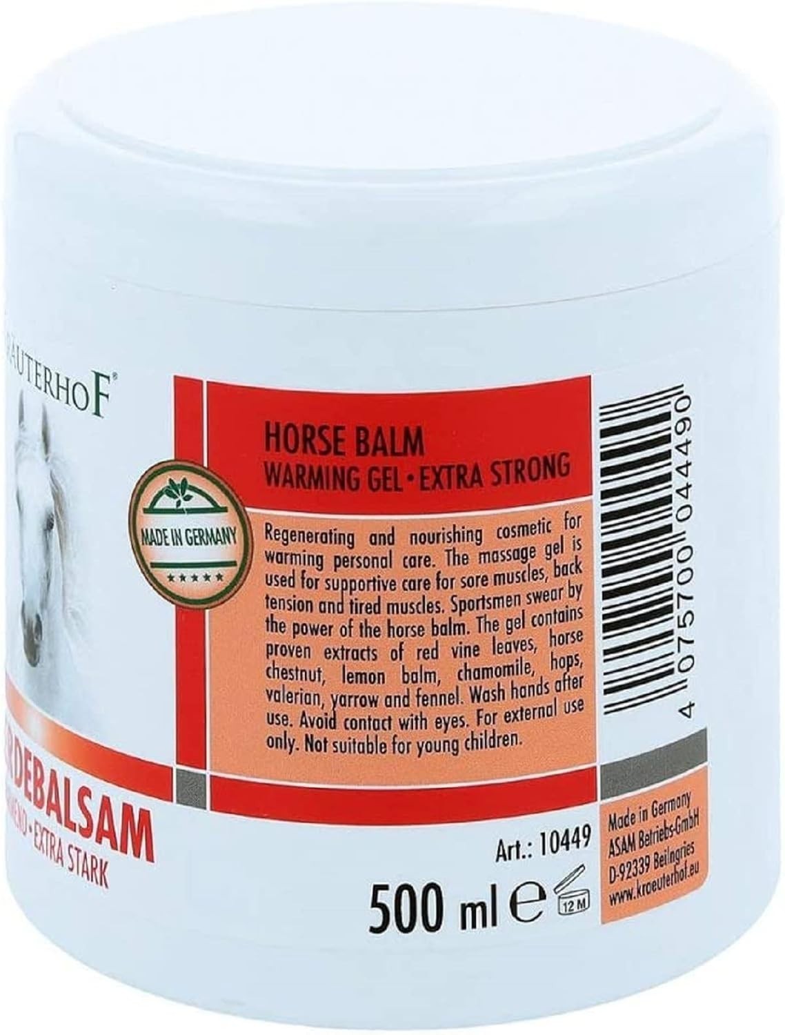 Kräuterhof 16.9 Fl Oz Warming Gel – Promotes Blood Circulation & Muscle Recovery
