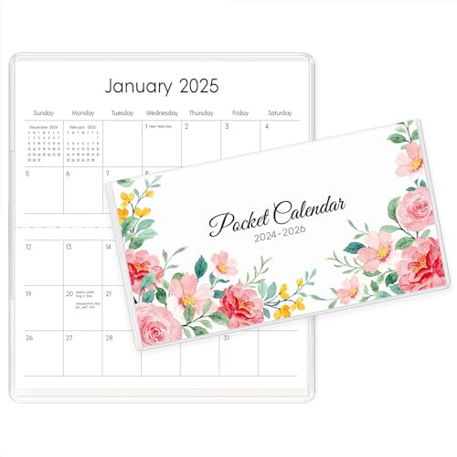 Pocket Calendar 2025-2026 for Purse, 2025-2026 Pocket Planner 24 Months with