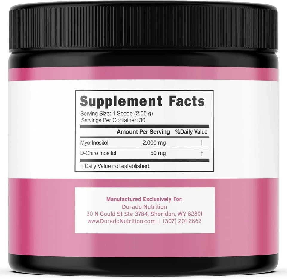 Myo Inositol D-Chiro Inositol Powder 2050mg 40:1 Vegan 30 Day Supply USA Made