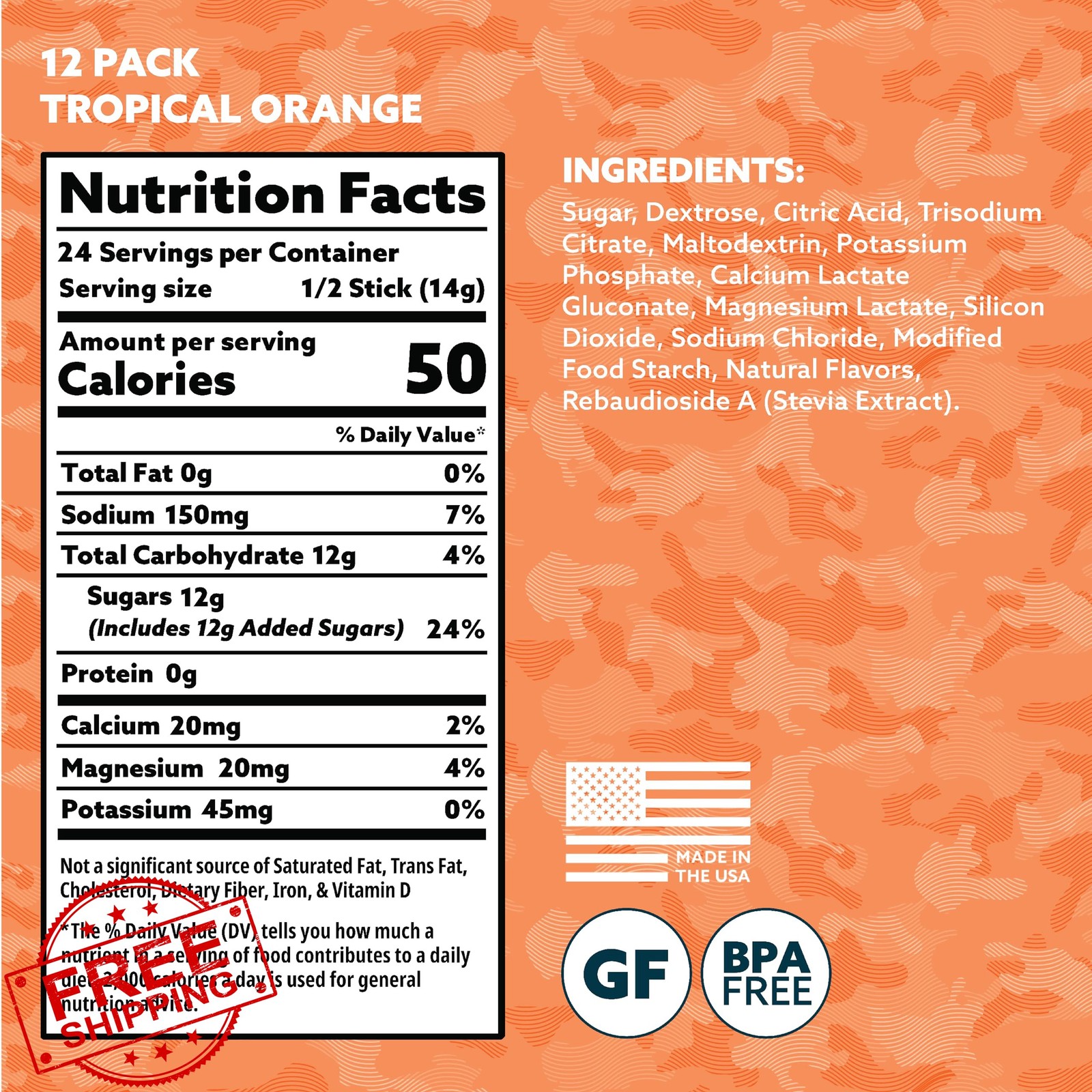 HOIST Tropical Orange Electrolyte Sticks 12 Pack