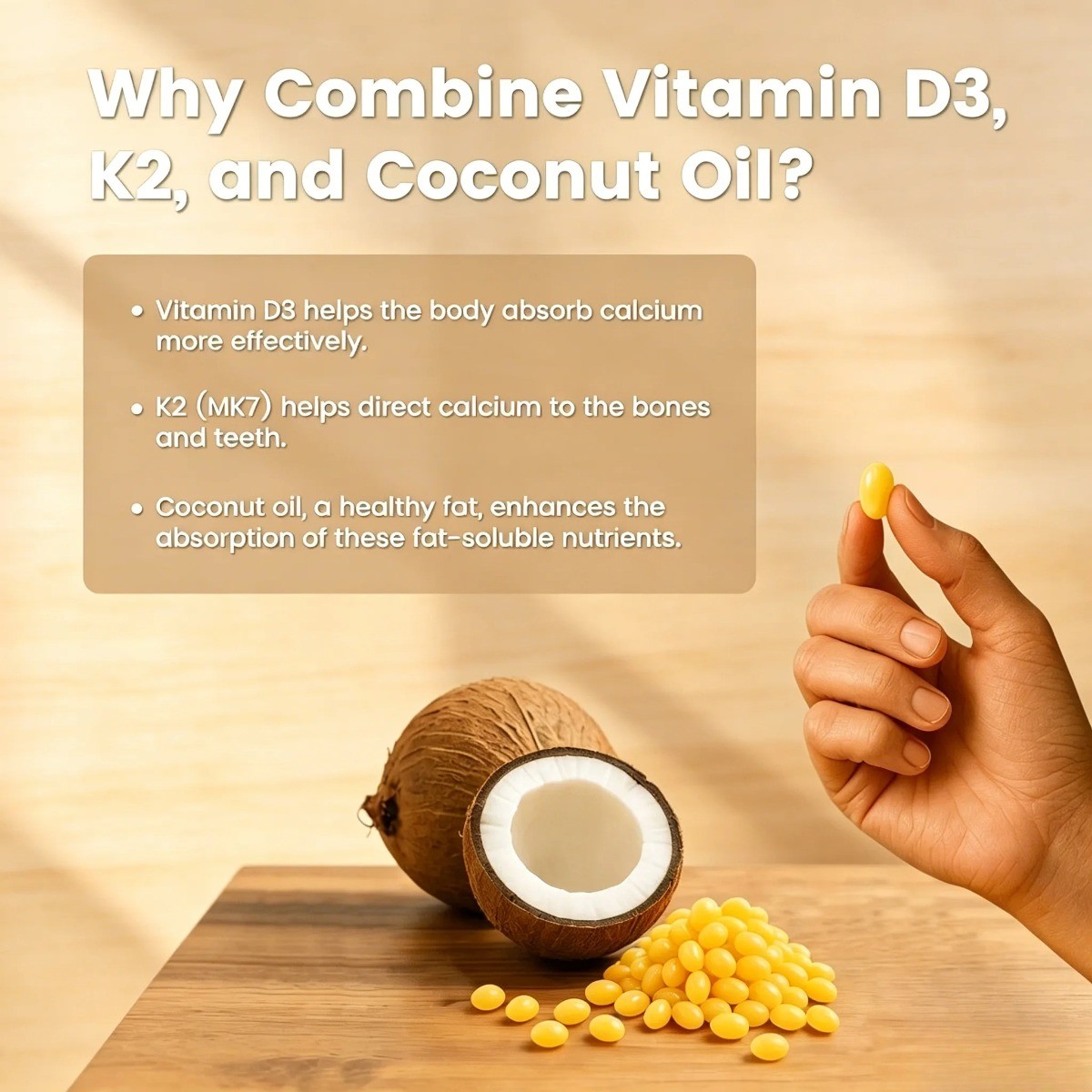 VEV Vitamin D3 K2 10000 IU – 2-in-1 with Coconut Oil for Bone & Heart Health