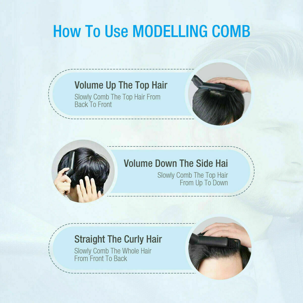 Quick Beard Straightener Multifunctional Hair Comb Curling Curler Show Cap Mens