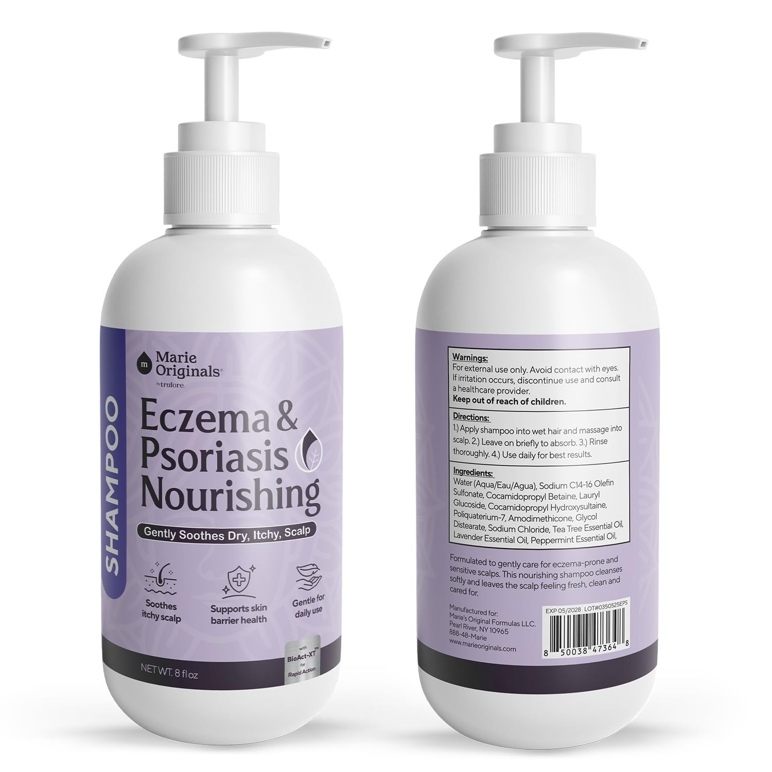 Marie Originals Eczema & Psoriasis Shampoo, Sulfate-Free Nourishing Cleanser 8oz