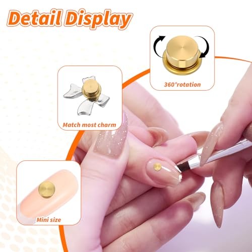 30 PCS Rotating Nail Charms Nail Art Rotating Charm Bearing for Nails Art gold
