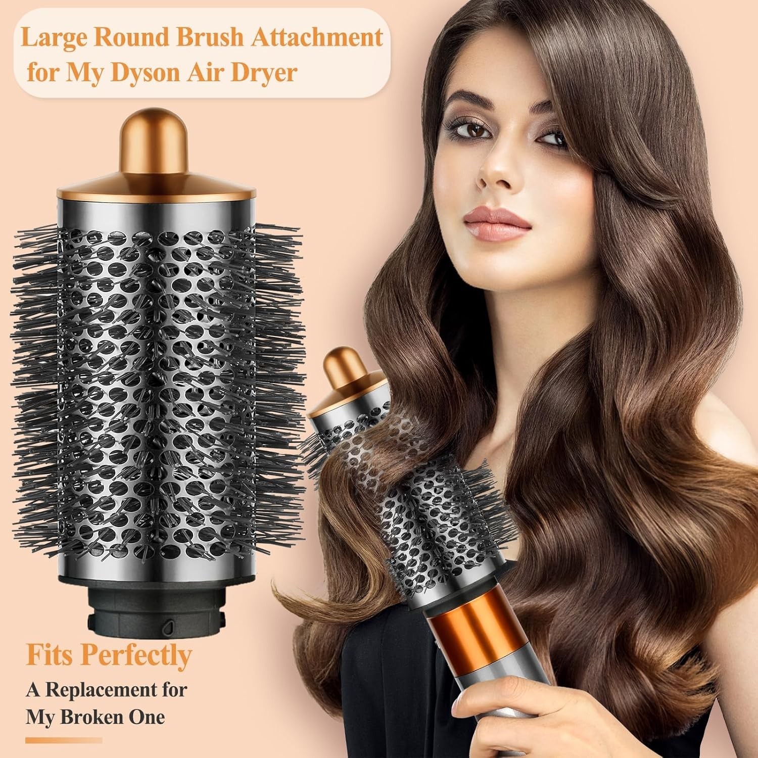 Genuine Dyson Airwrap Round Volumizing Brush Attachment, Nickel/Copper