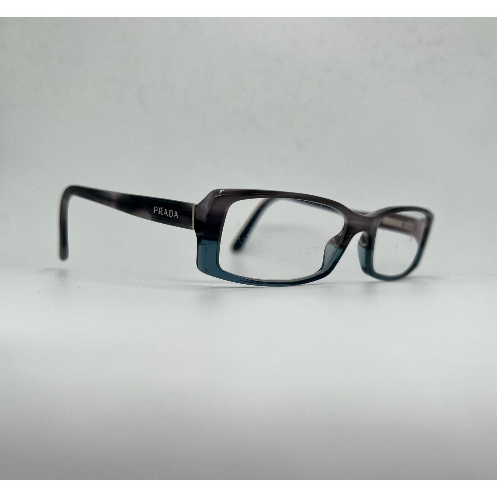 Used Prada VPR 18M Rectangle Designer Eyeglasses Unisex Blue Gray Full Frame Rim