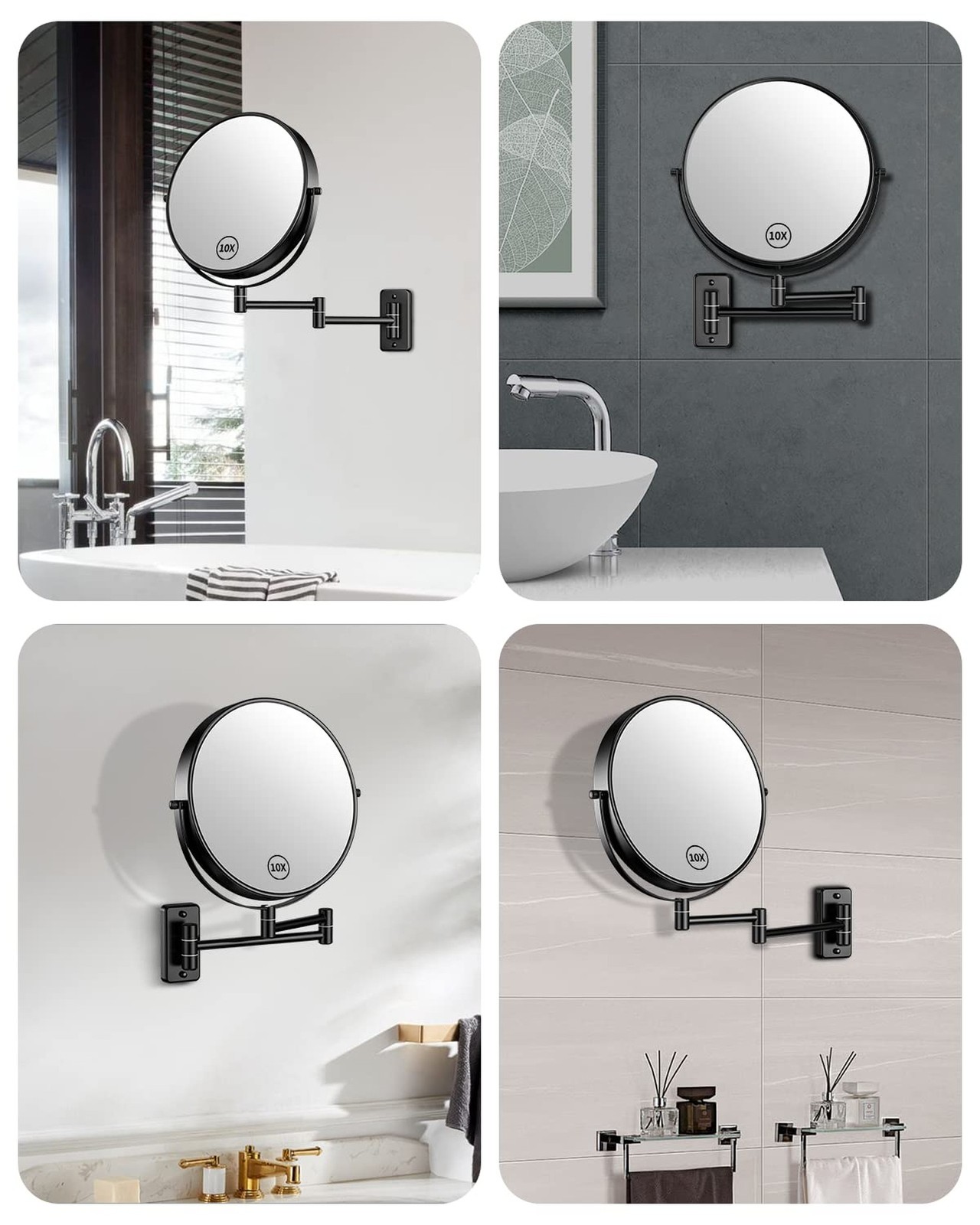 Gospire 9″ Large Size Wall Mount Magnifying Mirror, 1X/10X Magnification Doub…