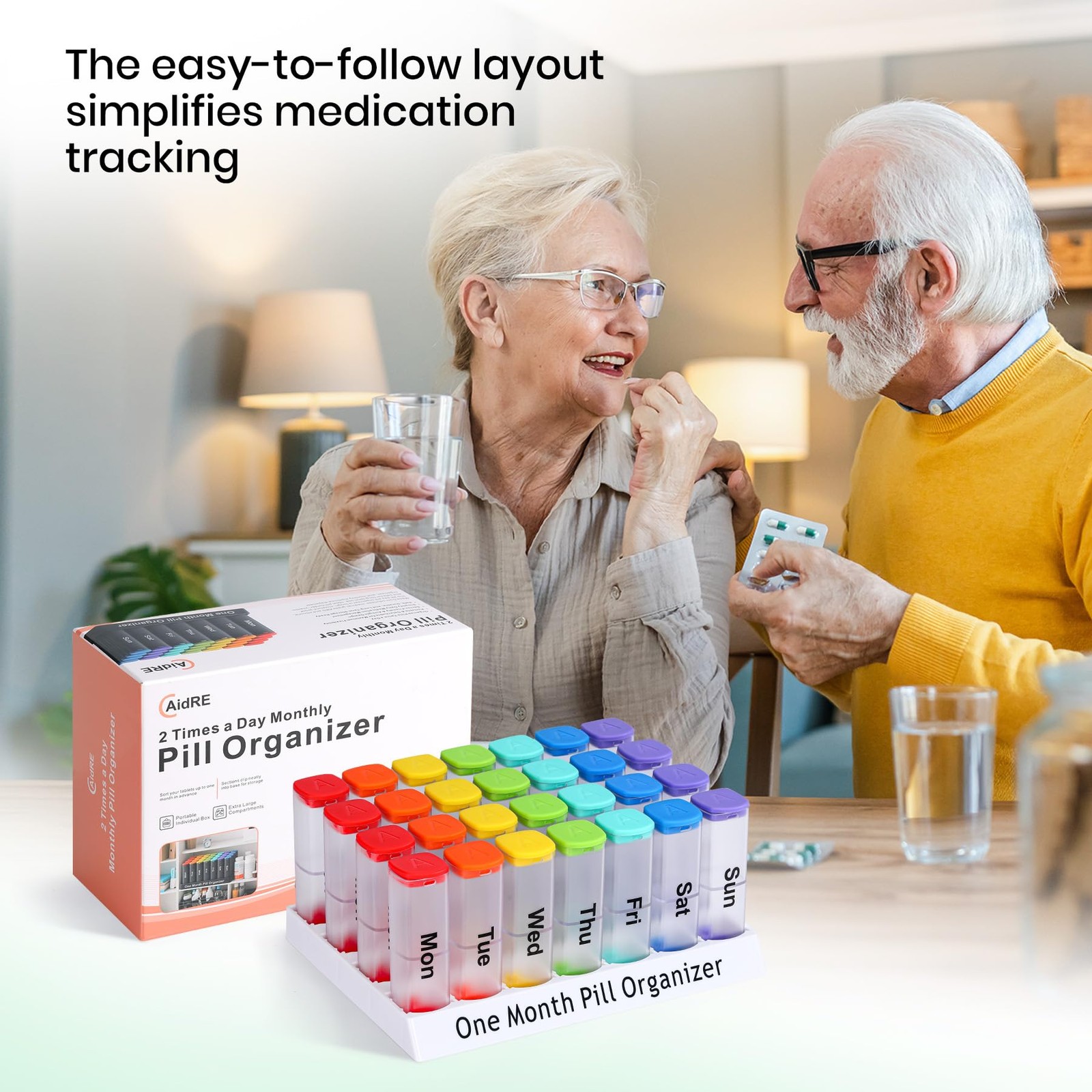 Monthly Pill Organizer 2 Times a Day 28 Day Pill Box AM PM, Clear One Month …