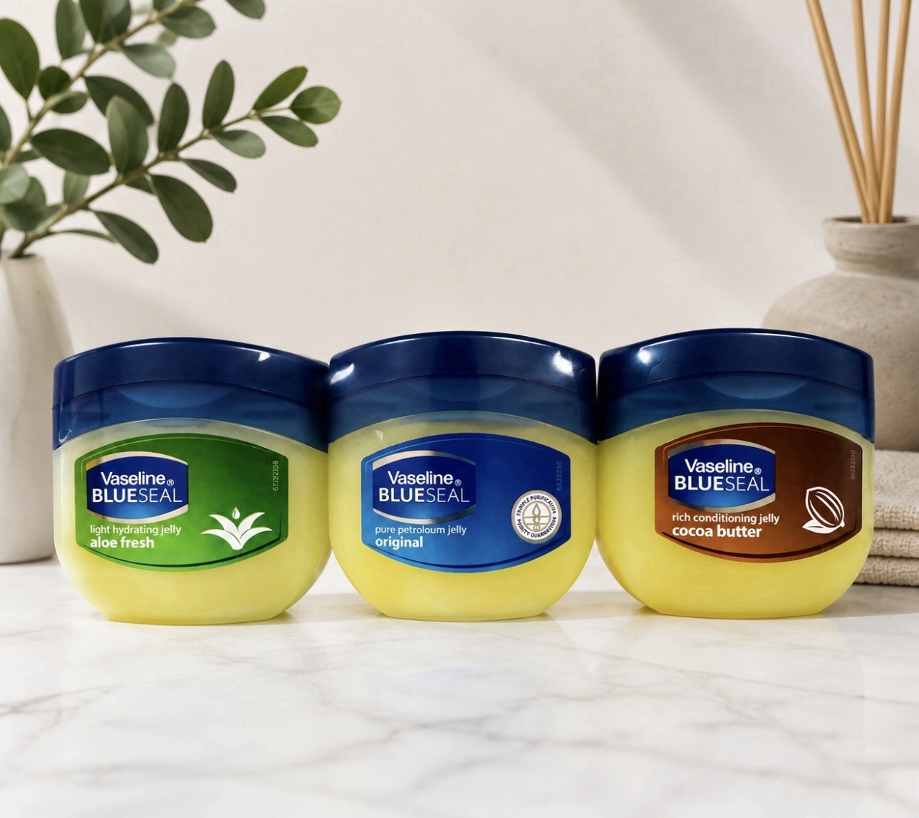 Vaseline Blue Seal Variety Pack Original Aloe Fresh Cocoa Butter 3 x 50ml