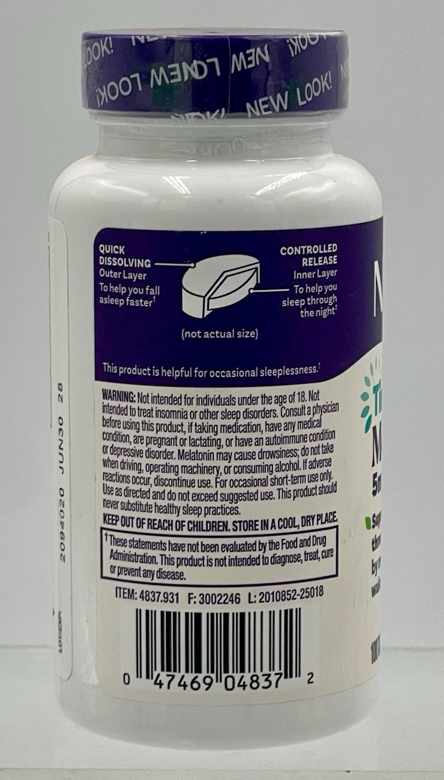 Lot of 2 Natrol Melatonin 5 mg Time Release 100 Tablets Sleep Aid EXP 06/28