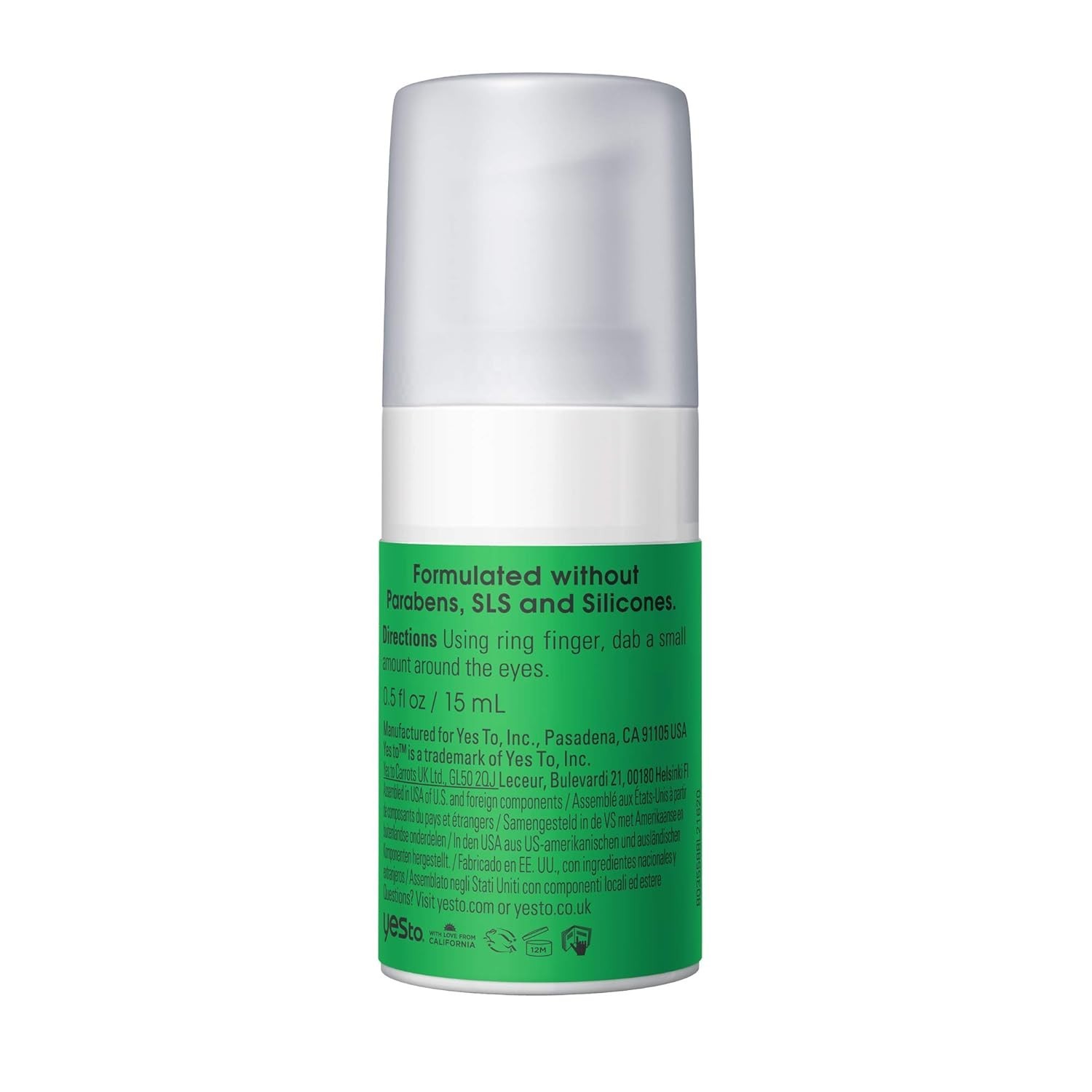 Yes To Cucumbers Daily Eye Treatment 0.5 Fl Oz Sensitive Skin Aloe Soothing
