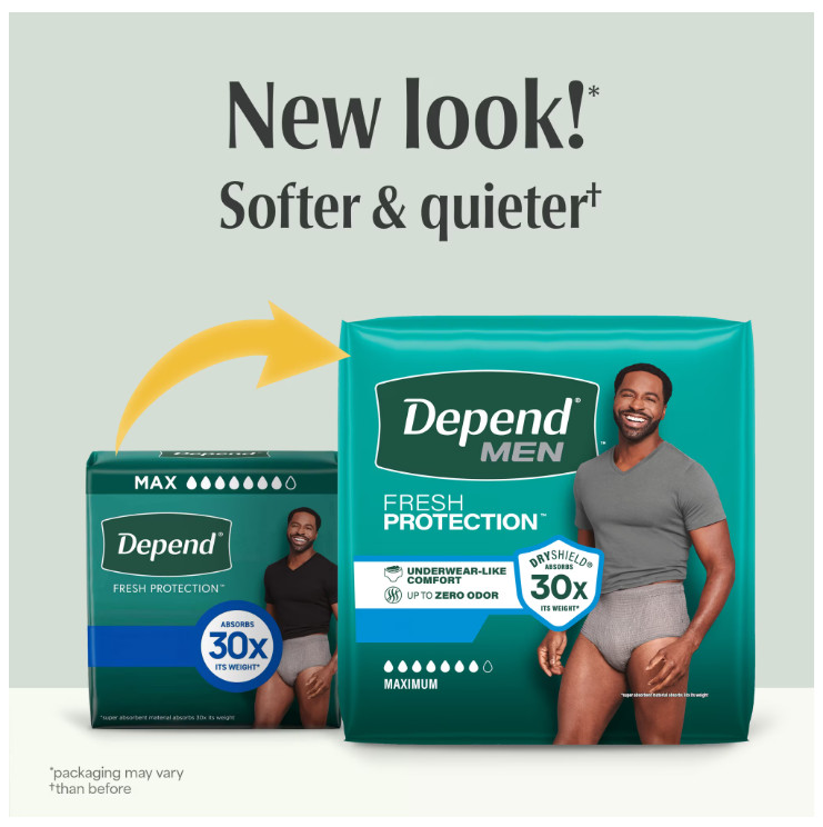 Depend Fresh Protection Incontinence Underwear for Men, Adult, L, 72 Count