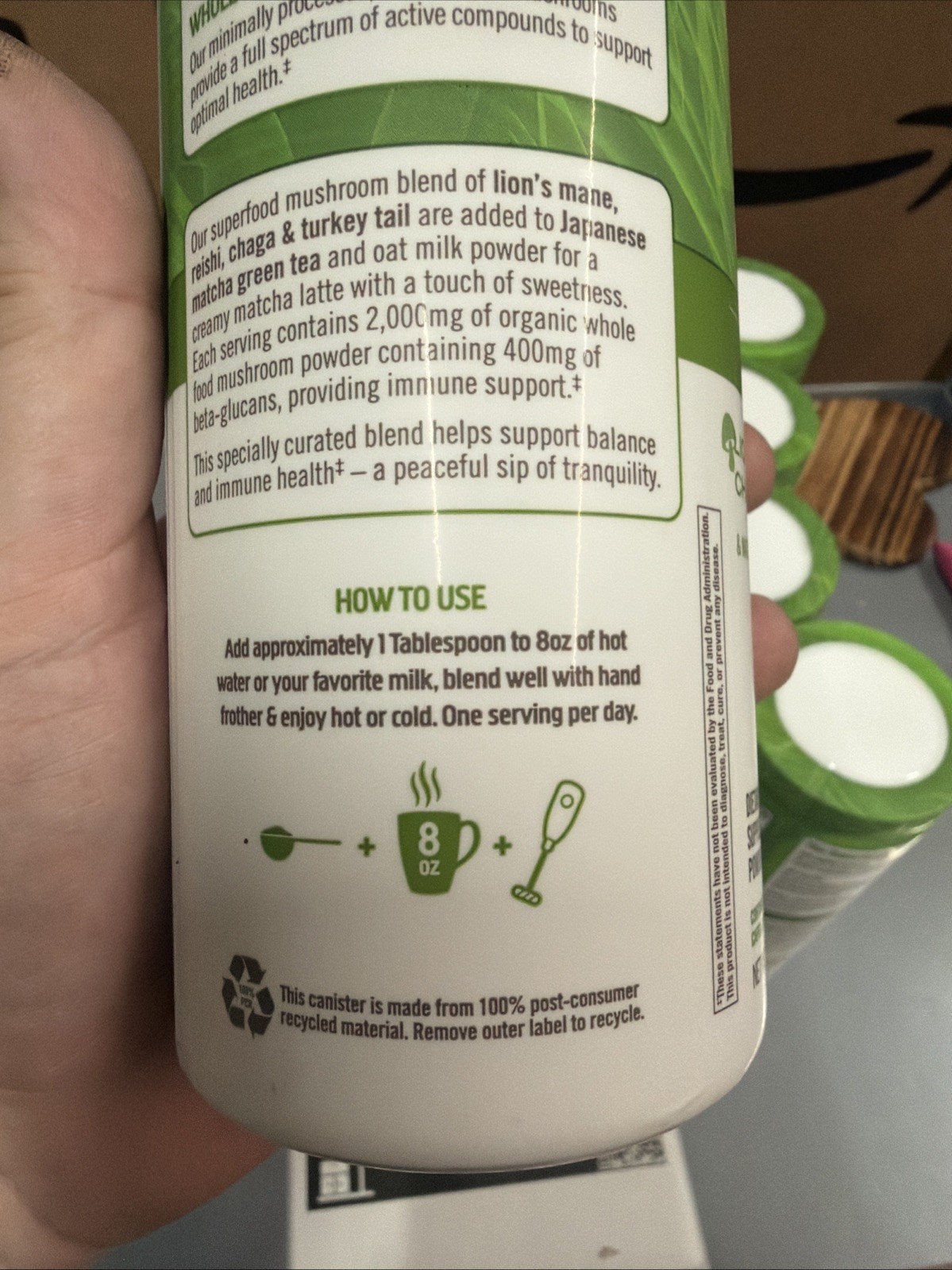 Om Mushroom Superfood Matcha Latte Blend Mushroom Powder, 8.47 Ounce. 05/26