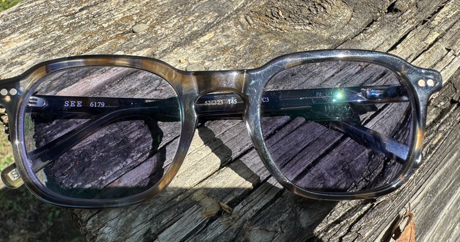 SEE 6179 Eyeglasses Frame Blue Gray Bronze Unique Square Italy 52 23 145