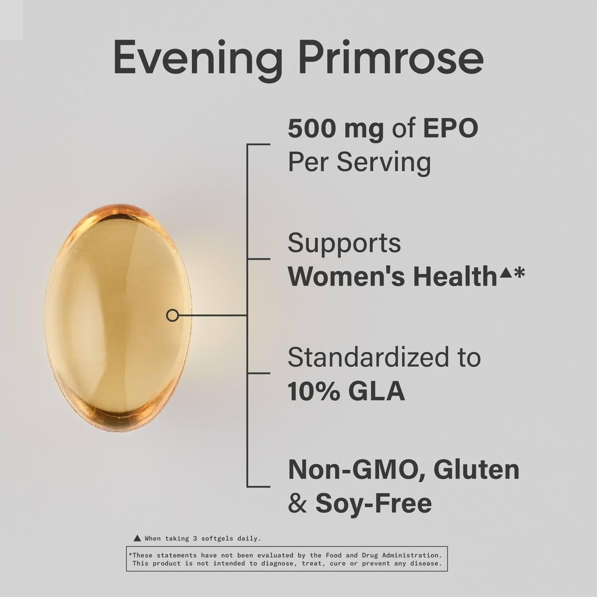 Evening Primrose Oil 500mg Cold-Pressed, Non-GMO, Gluten & Soy Free, 240 Softgel