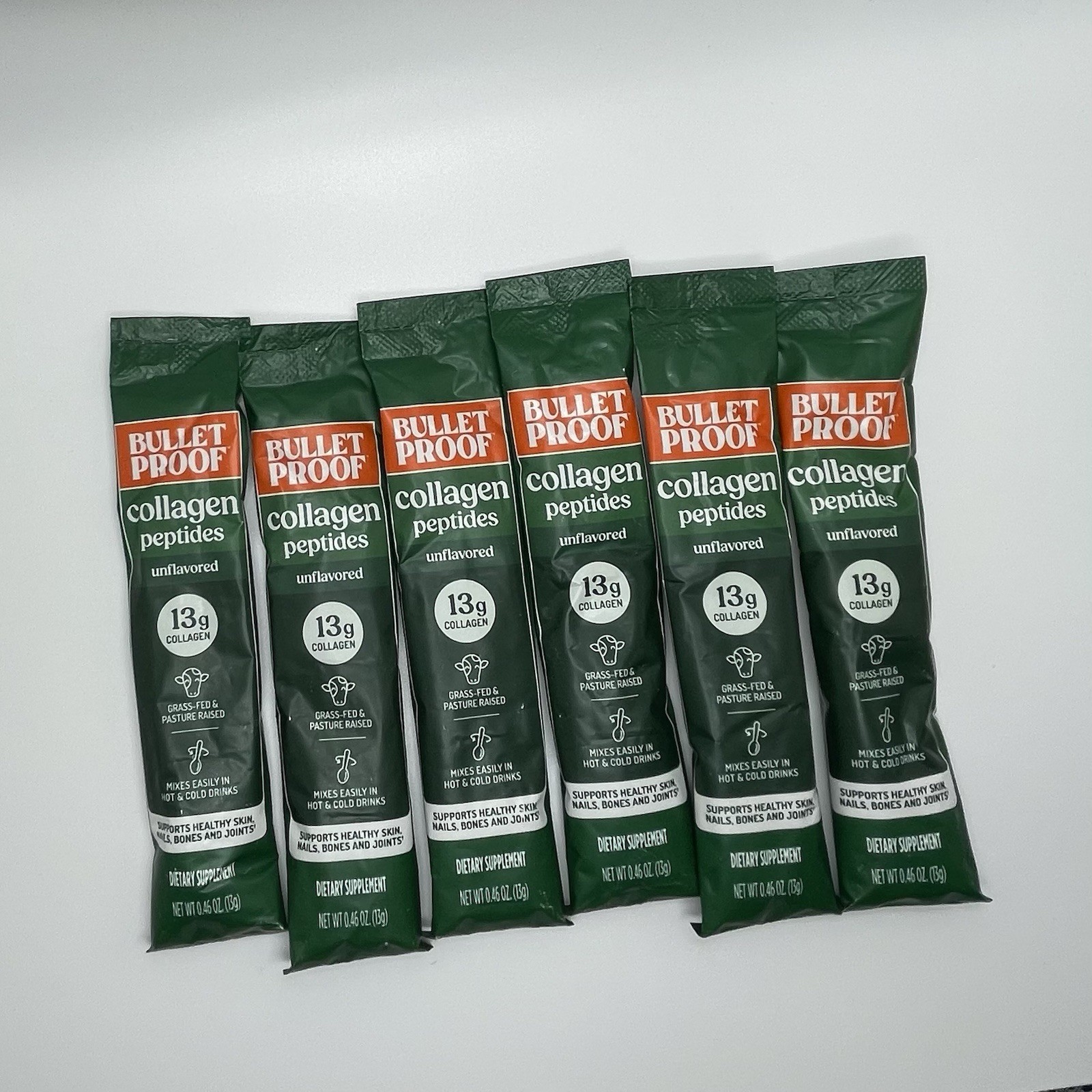 Bulletproof Collagen Peptides Unflavored Grass Fed Powder 15 Packets 13g