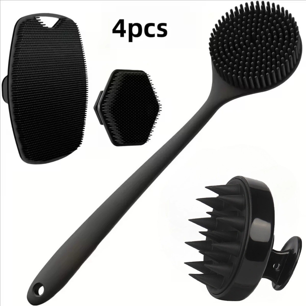 4PCS Set Silicone Body Scrubber Soft Exfoliating Brush for Skin Cleaning