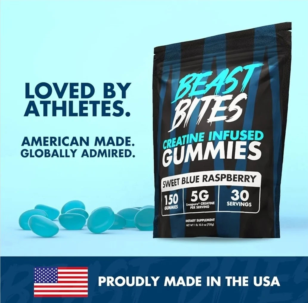 Creatine Gummies 5g, Blue Raspberry, Vegan & Gluten-Free, 150 Ct
