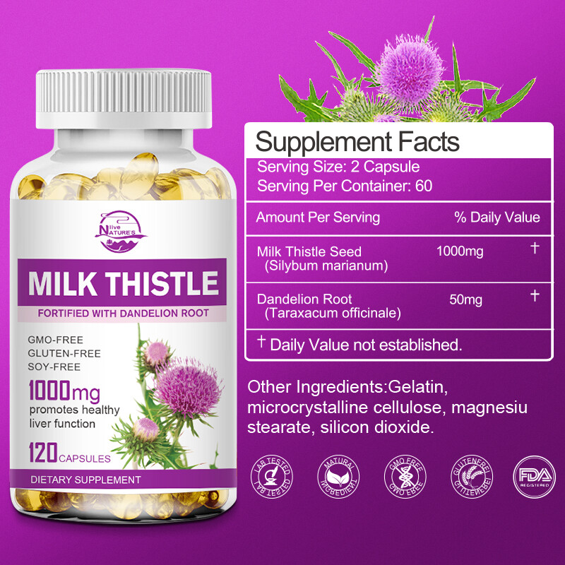 Milk Thistle Extract 1000mg Antioxidant Anti-Inflammatory 120/240/480 Softgels