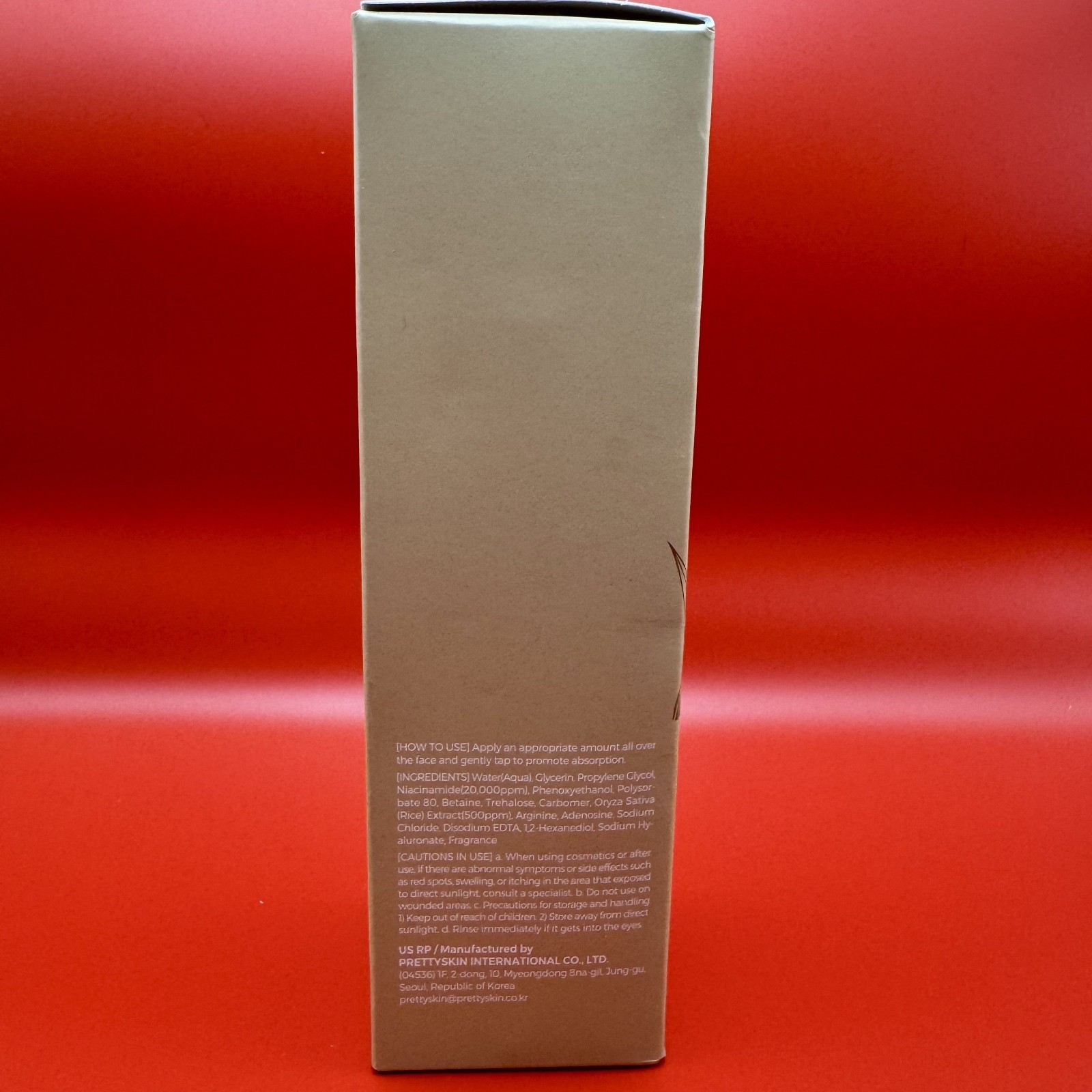 Korean PrettySkin Rice NiacinamideToner 8.45fl.oz Hydration Brightening Toner