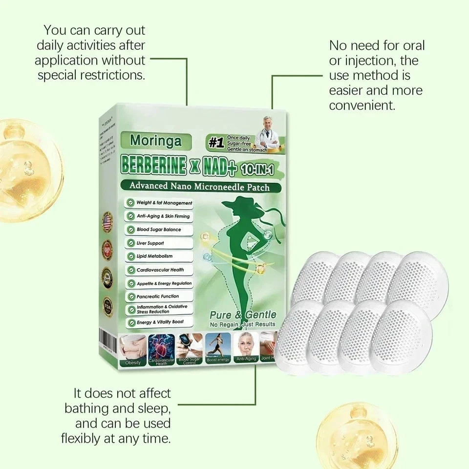 NEW Moringa Berberine NAD+ Weight Loss Patches Advanced Nano Microneedle