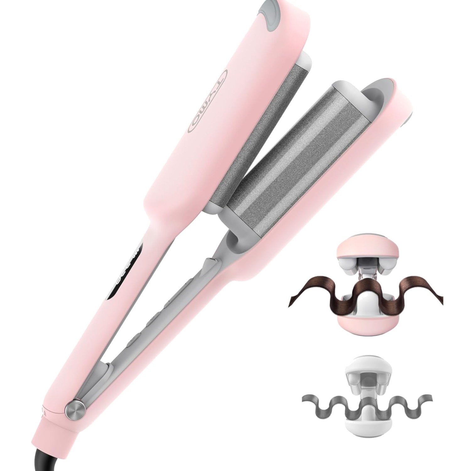 Curling Iron Hair Crimper Waver – ROVY Beach Waves Curling Wand, Ionic Deep W…