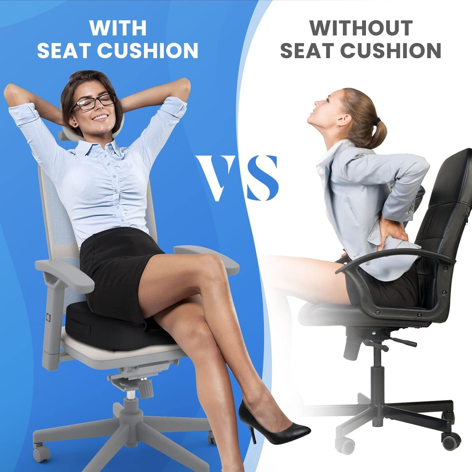 Seat Cushion for Office Chair Memory Foam Non-Slip Cushion Back, Relief Chair Pa