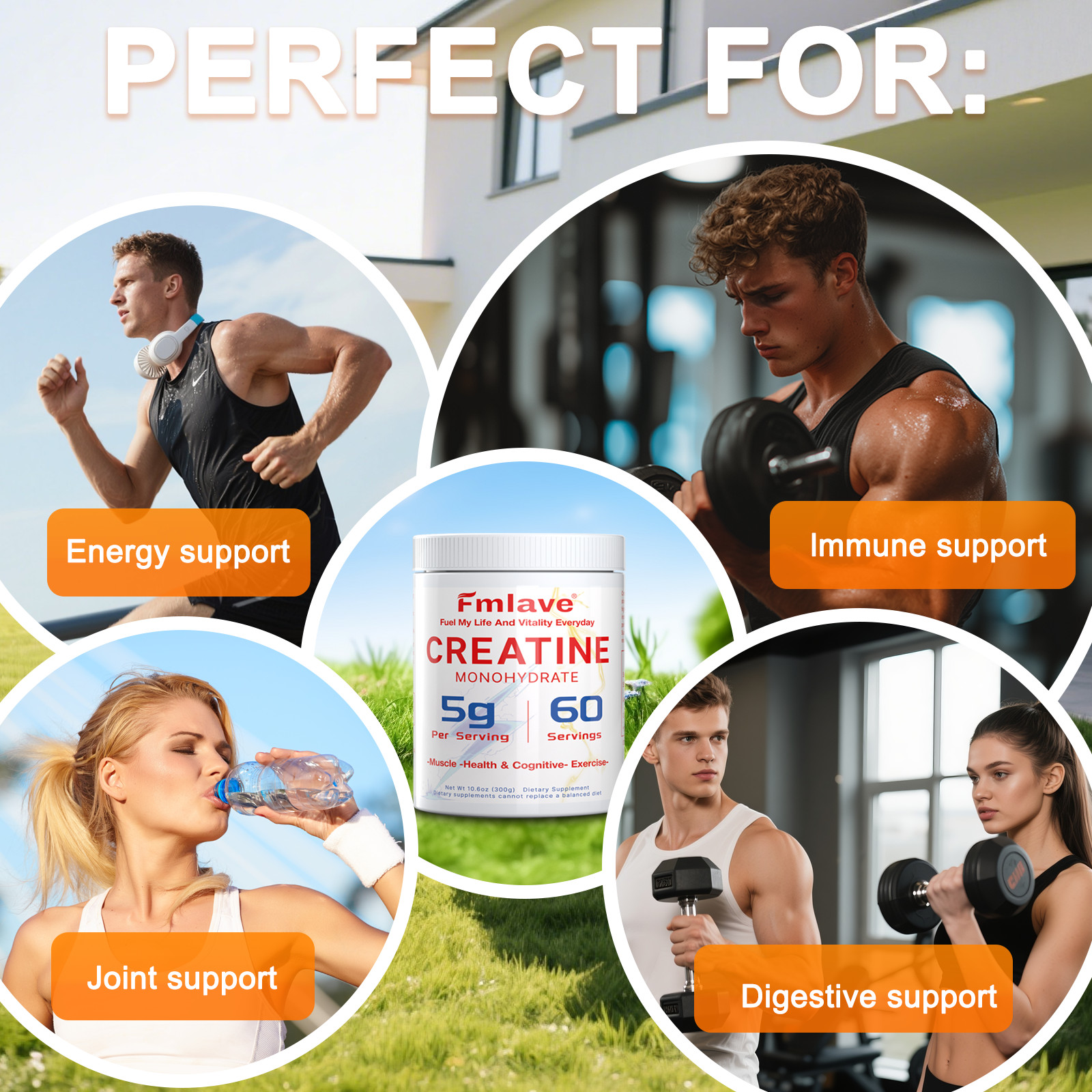 Creatine Monohydrate + Multi Collagen Powder for Women 60 Servings Glute Builder