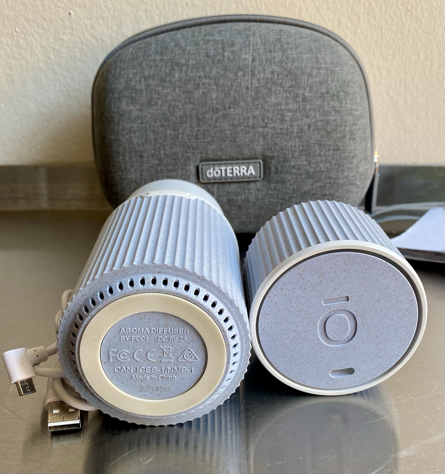 doTERRA Pilot Diffuser BY-PD01 Portable Rechargeable with Carry Case Dark Gray