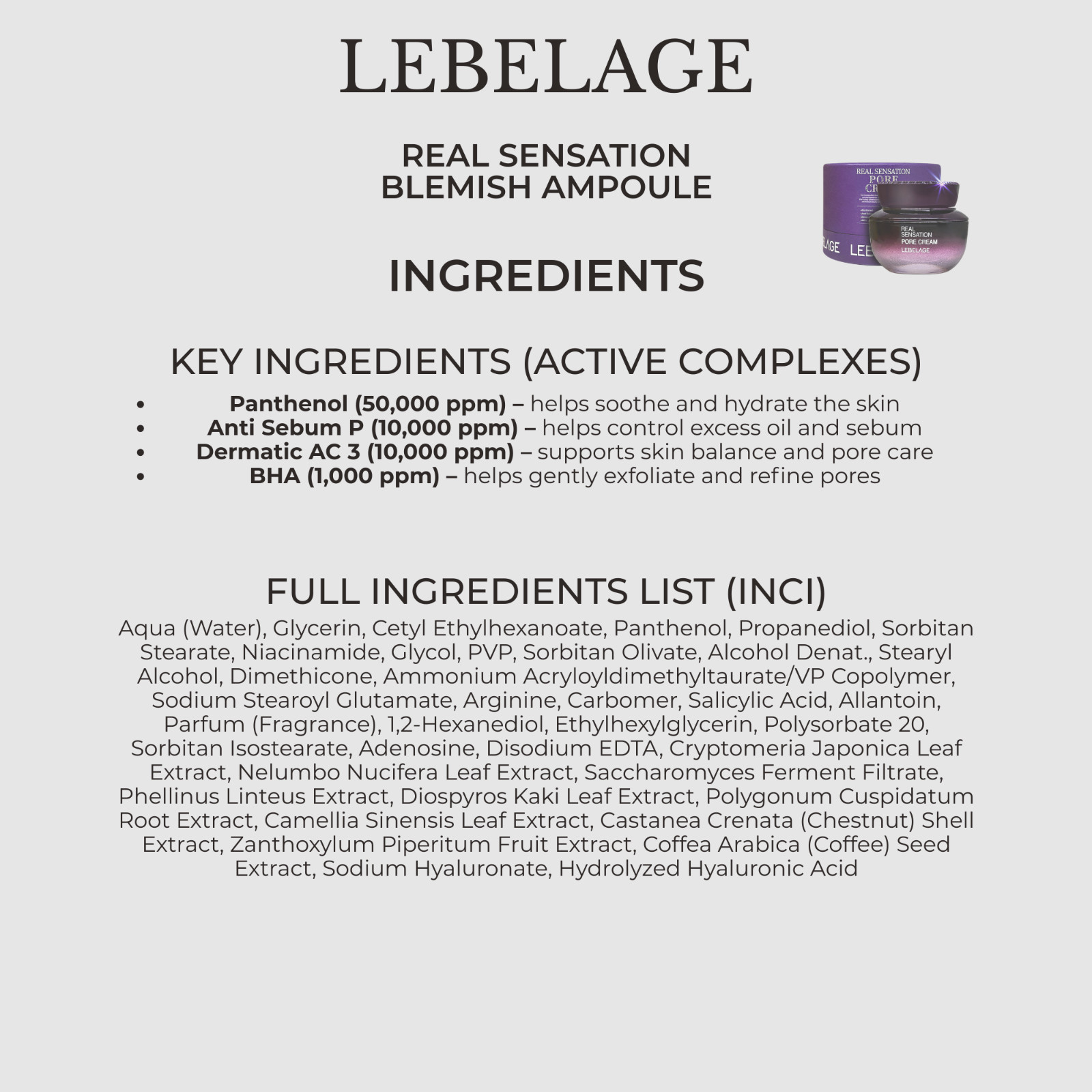 LEBELAGE Real Sensation Pore Cream 55g (1.94oz) · K-Beauty · New · Made in Korea