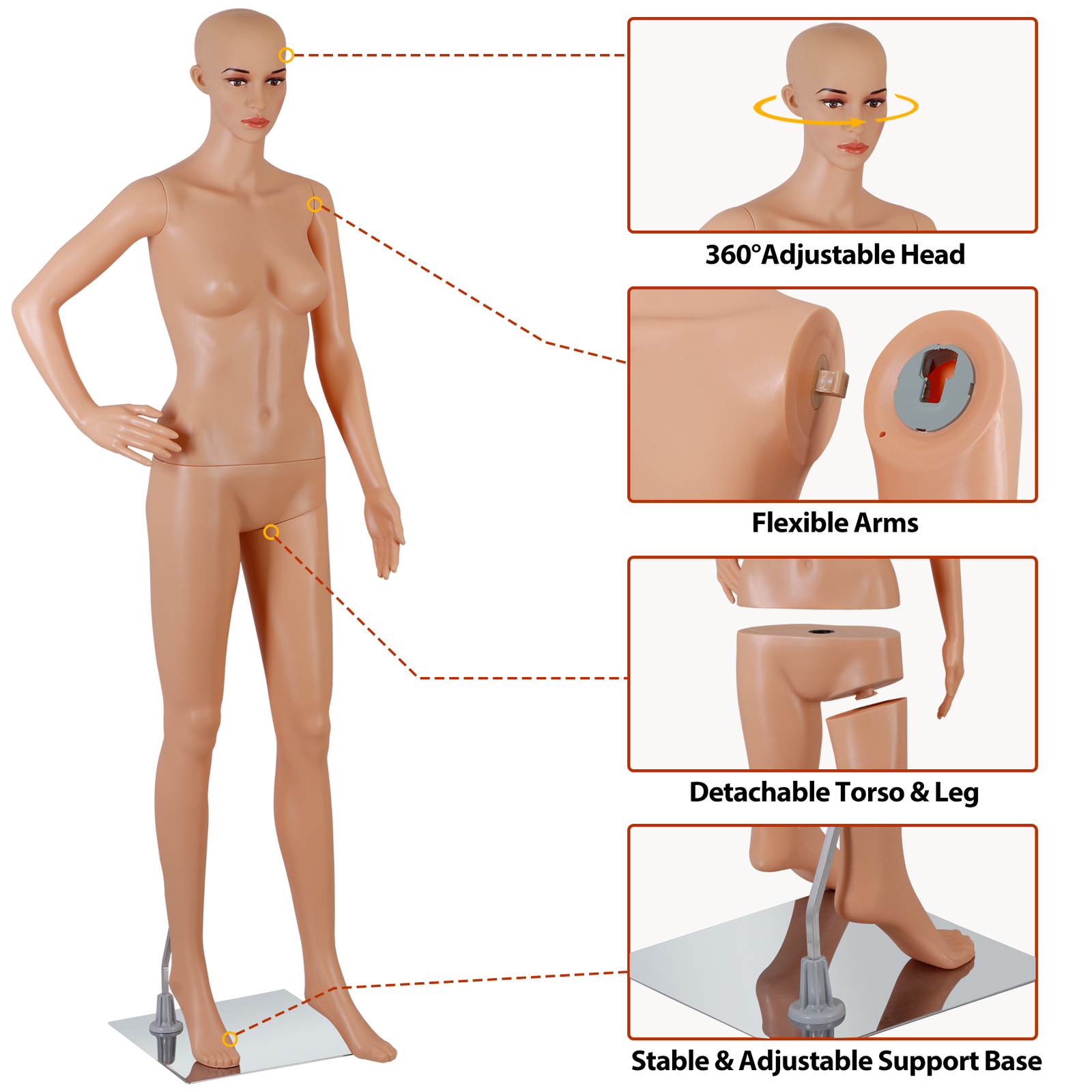 Female Mannequin Manikin Dress Form 69″ Adjustable Mannequin Full Body with Base