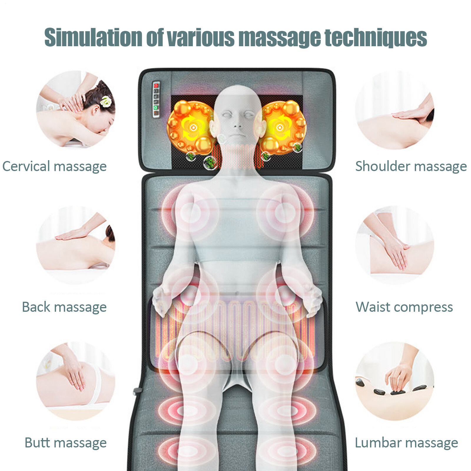 Massage Pad Full Body Bed Massager for Whole Body Relaxation Bed Massager US